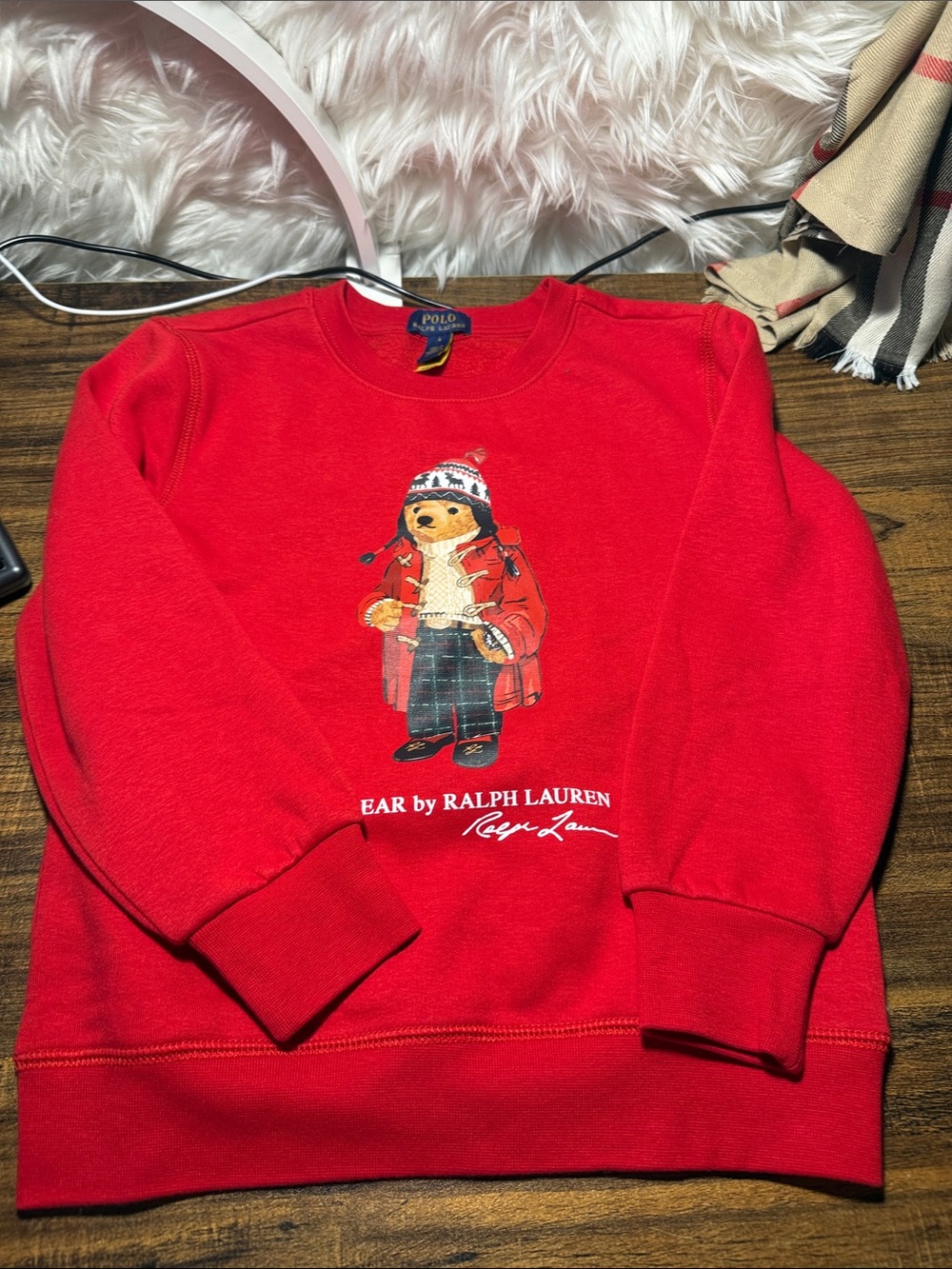 Ralph Lauren Kids Red Polo Bear Pullover Sweatshirt